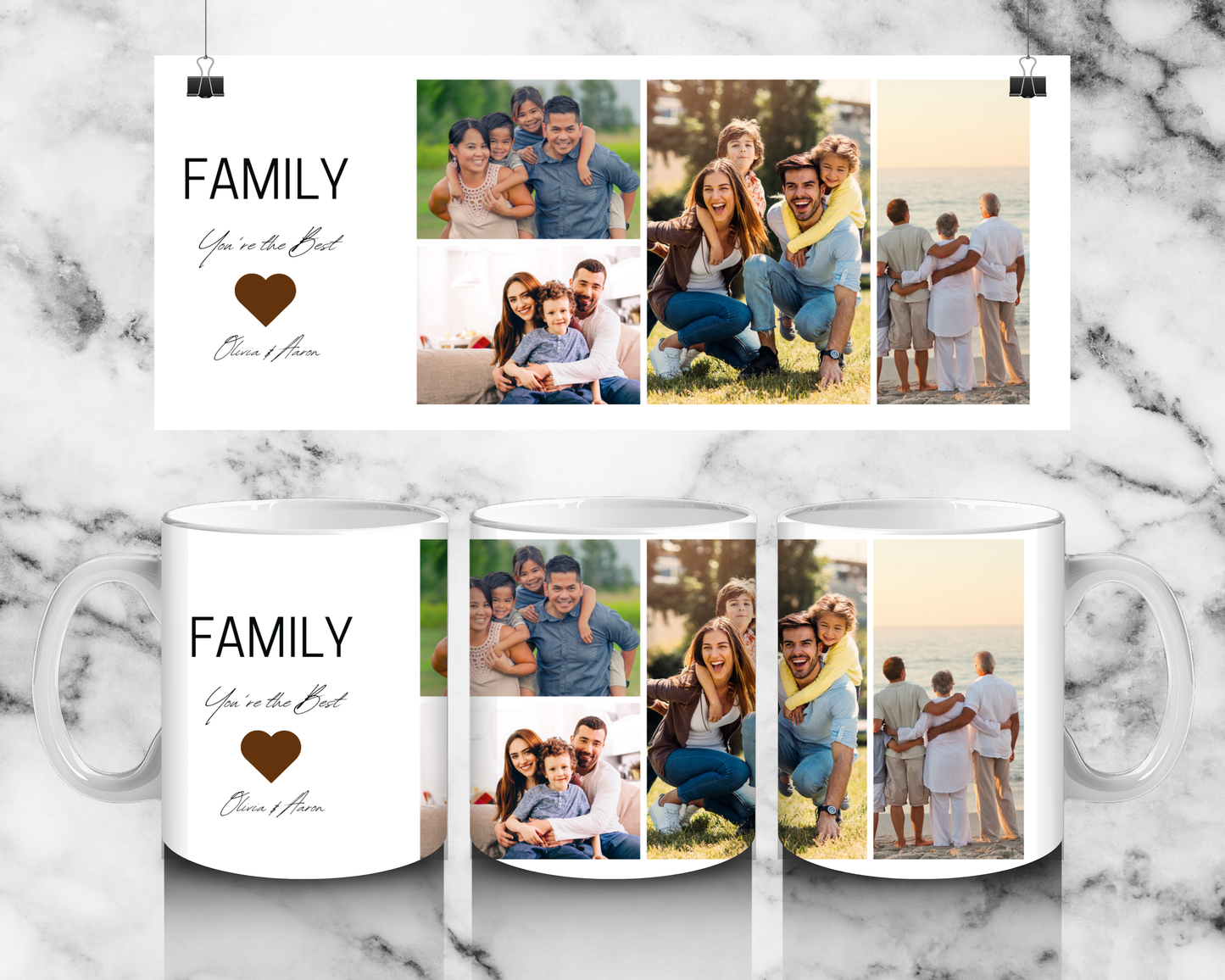 5 Panel Family photo Mug - Luxe-Custom-Designer