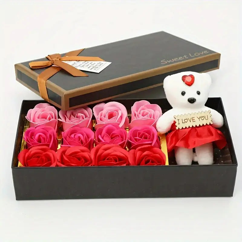 Rose Soap Box with Small Teddy - Luxe-Custom-Designer