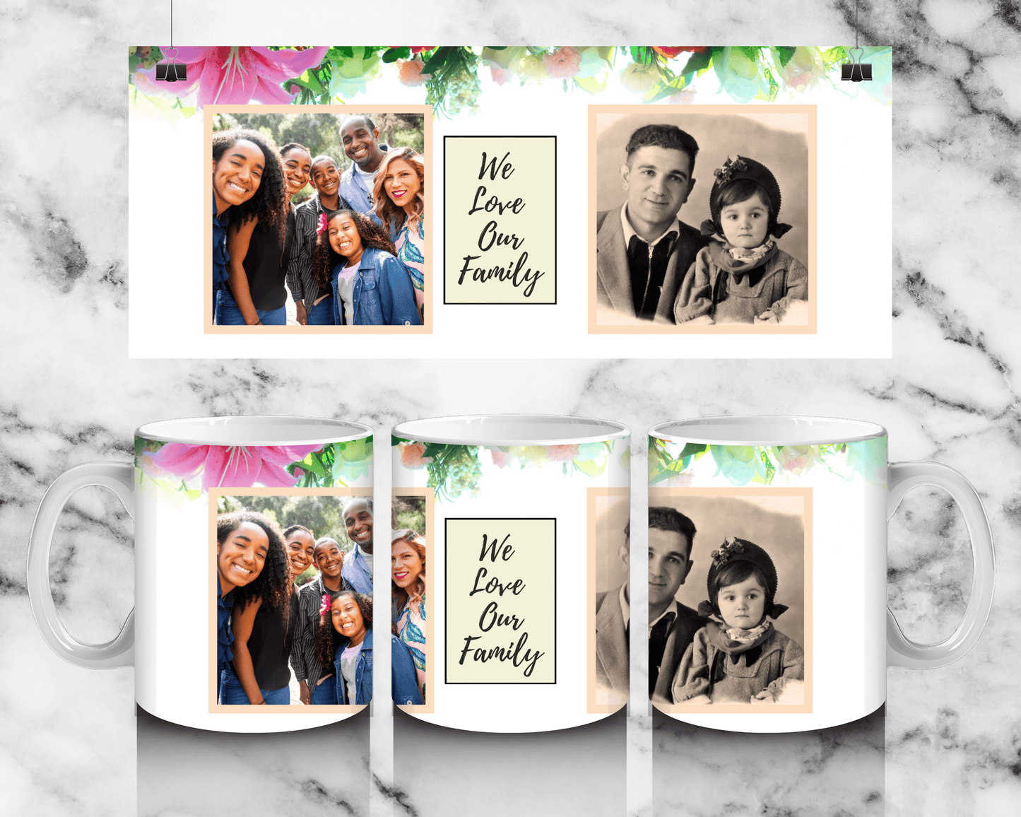 2 Panel Family photo mug - Luxe-Custom-Designer
