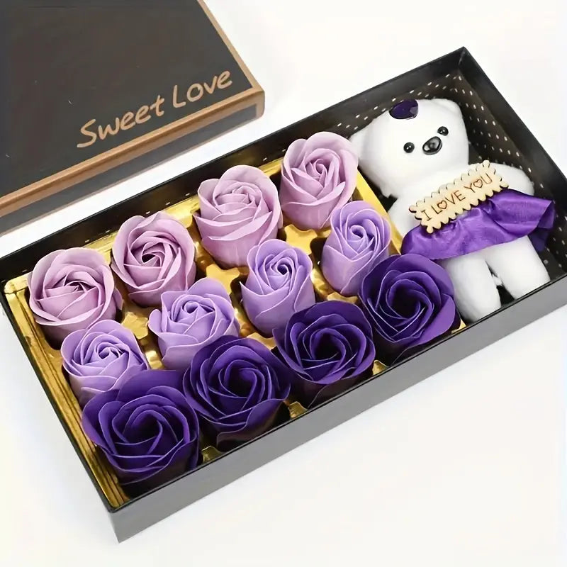 Rose Soap Box with Small Teddy - Luxe-Custom-Designer