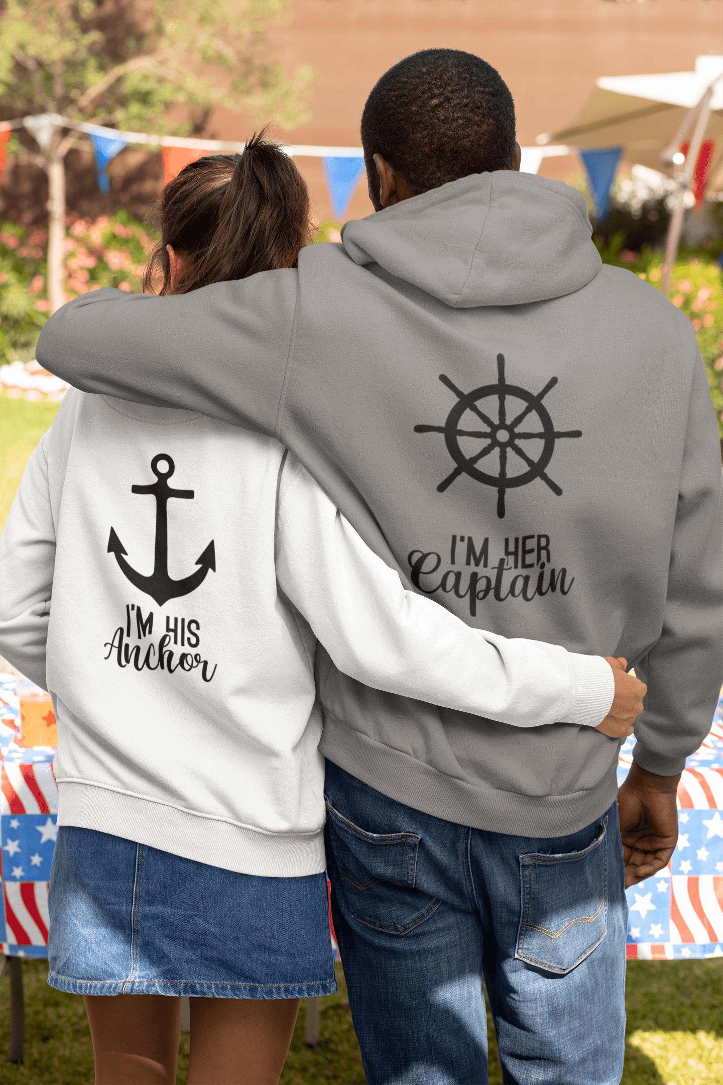 Captain and Anchor Matching Hoodies - Luxe-Custom-Designer