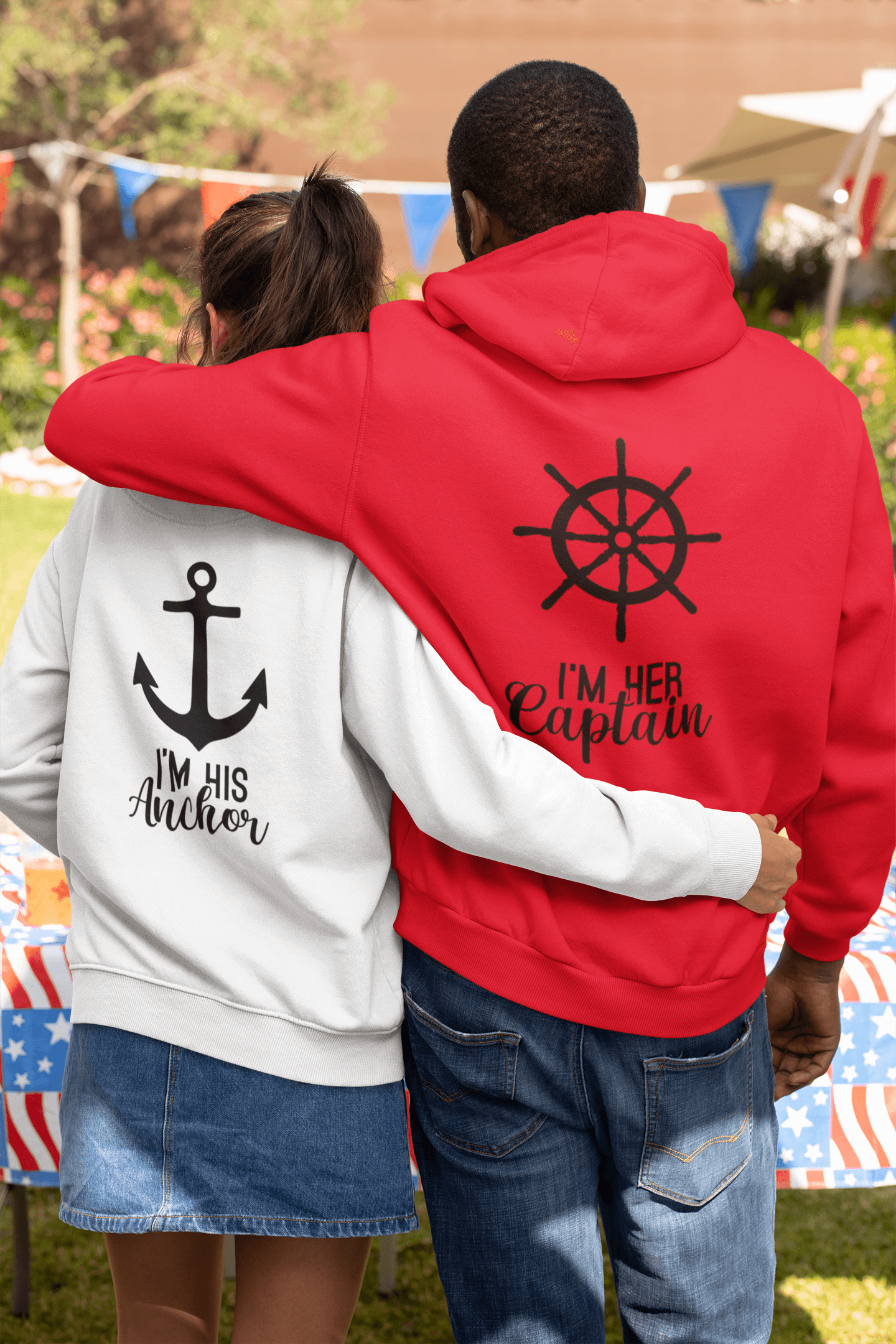 Captain and Anchor Matching Hoodies - Luxe-Custom-Designer