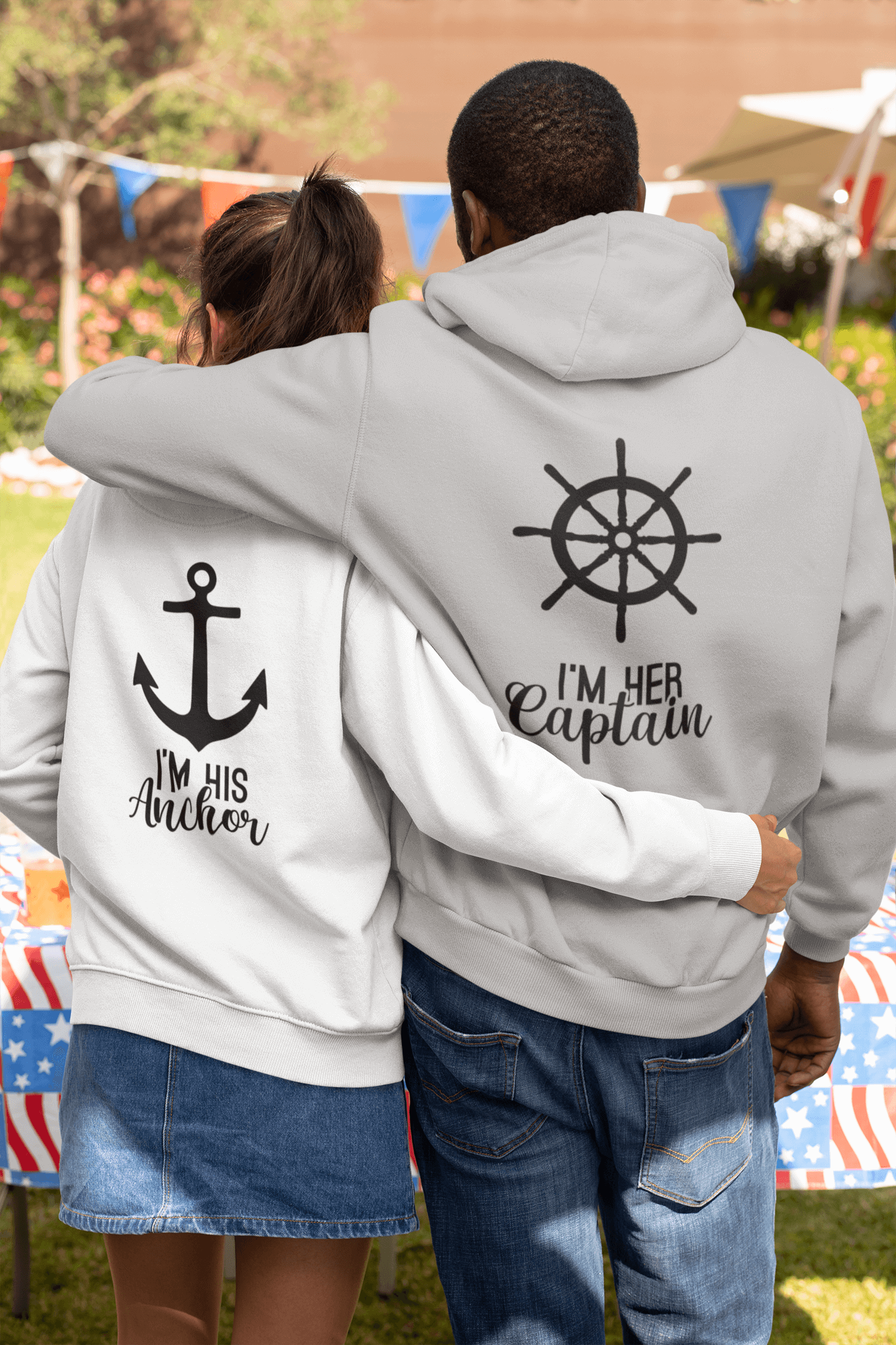 Captain and Anchor Matching Hoodies - Luxe-Custom-Designer
