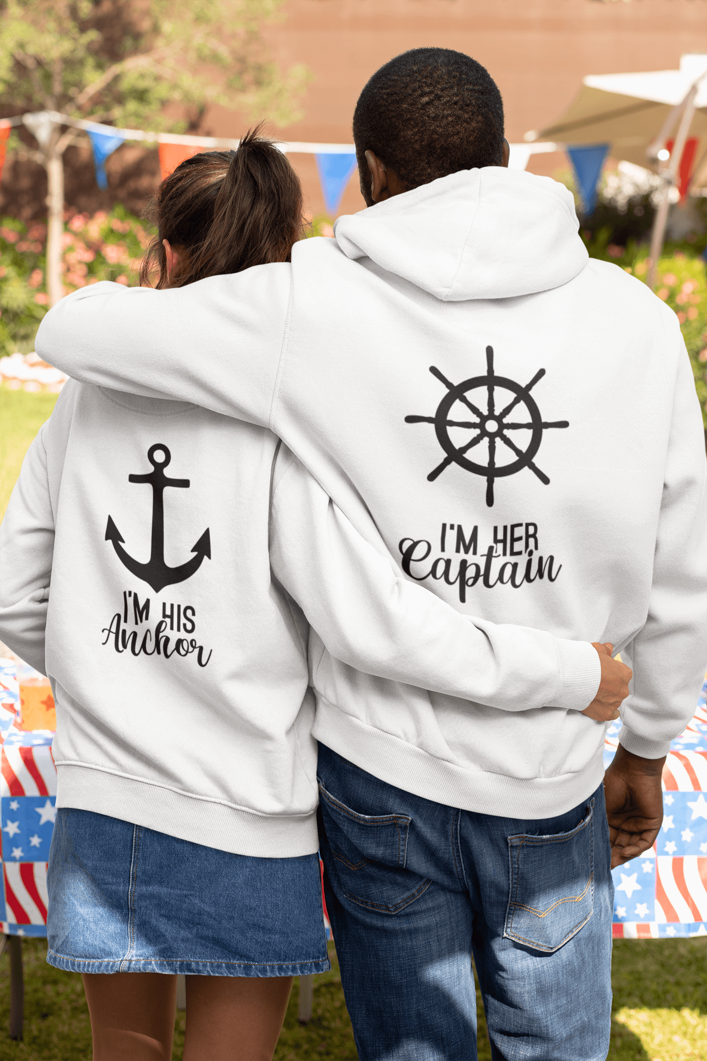 Captain and Anchor Matching Hoodies - Luxe-Custom-Designer