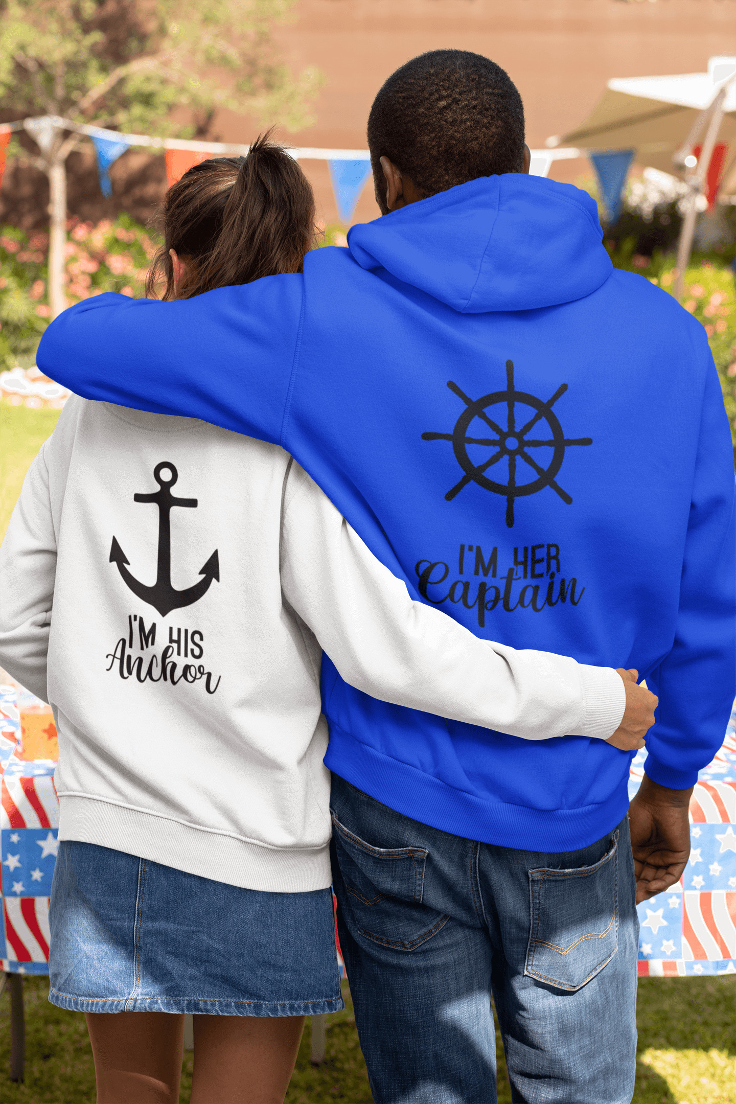 Captain and Anchor Matching Hoodies - Luxe-Custom-Designer
