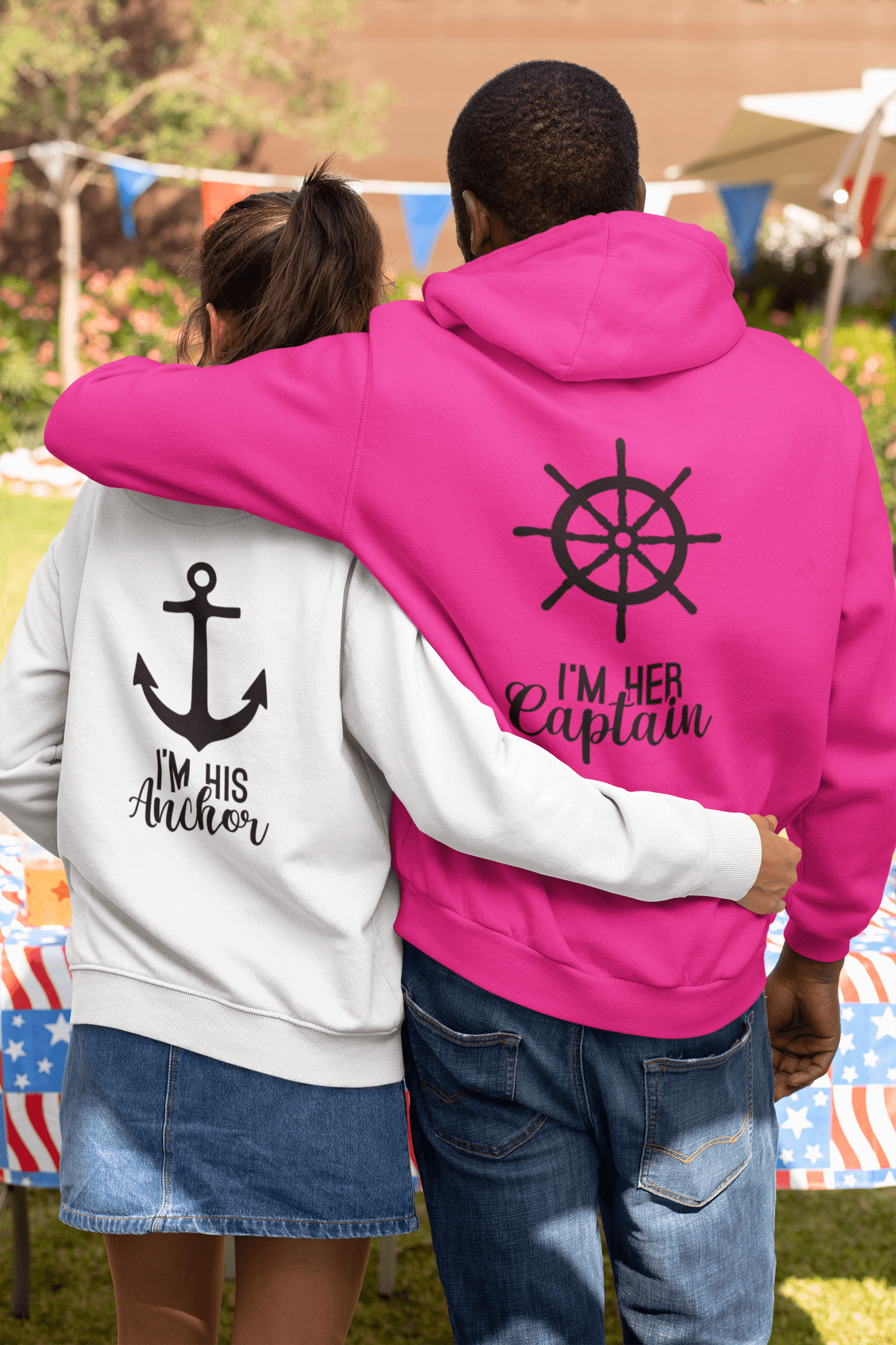 Captain and Anchor Matching Hoodies - Luxe-Custom-Designer