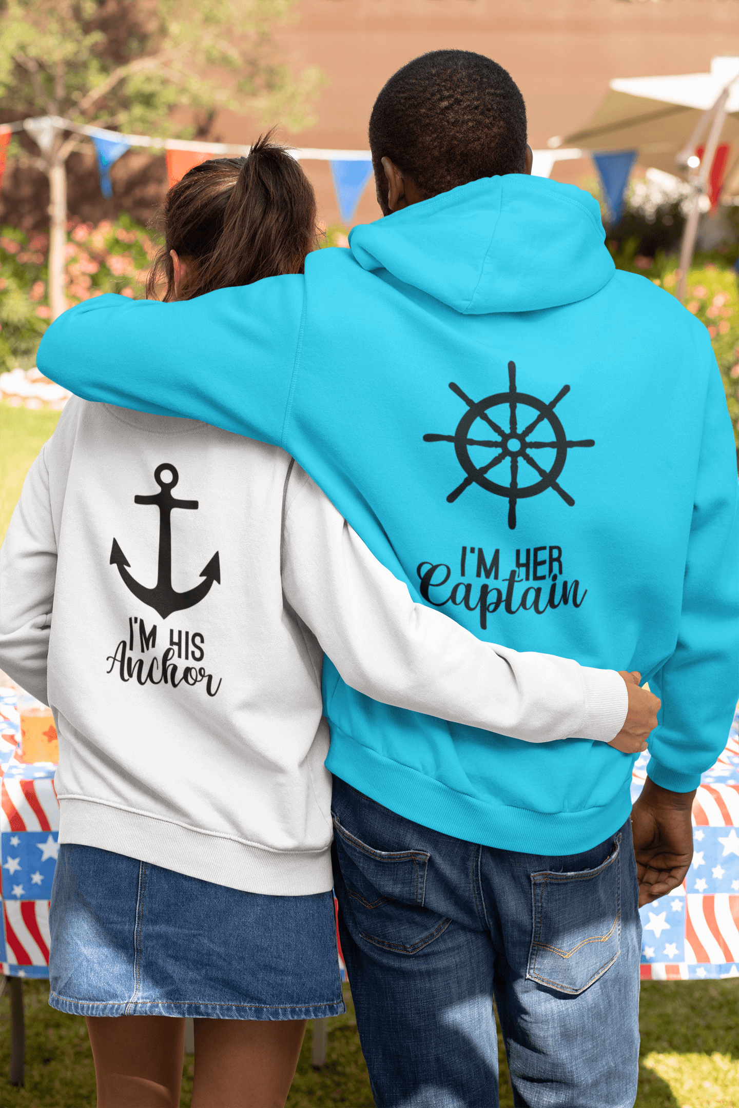 Captain and Anchor Matching Hoodies - Luxe-Custom-Designer