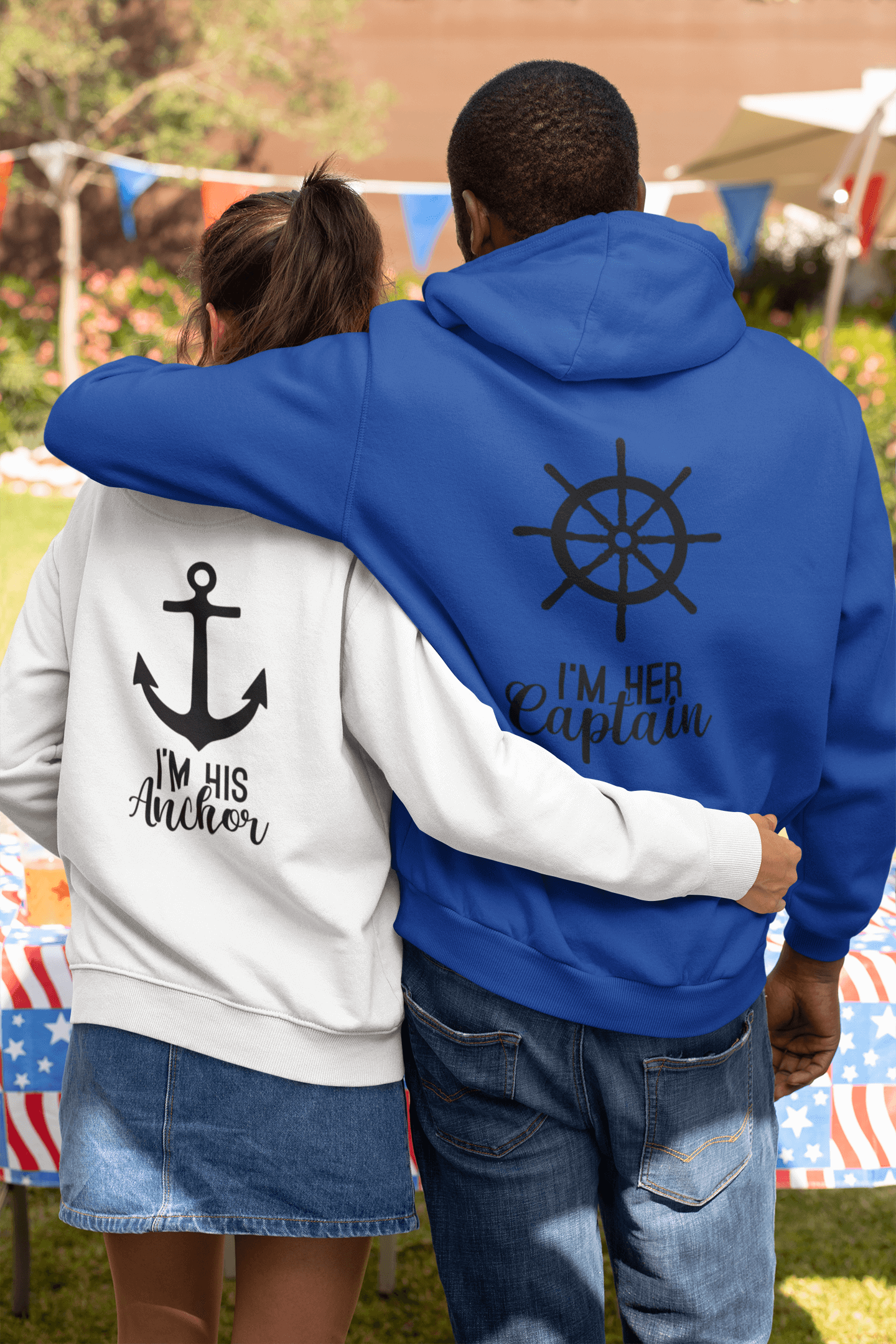 Captain and Anchor Matching Hoodies - Luxe-Custom-Designer