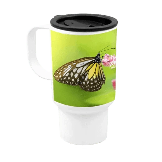 14 oz Plastic Travel Mug white