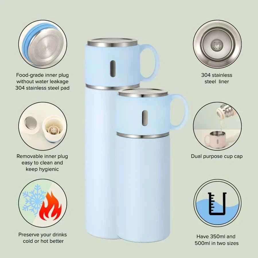 500ml Stainless Steel Bottle with Cup Lid