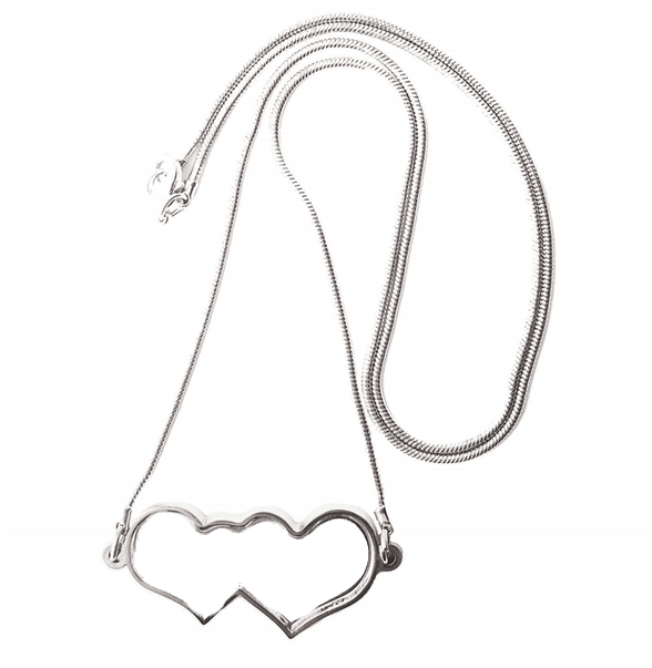 Double Heart Silver Photo Necklace - Luxe Custom Designer