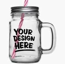 Glass Mason Jar with straw