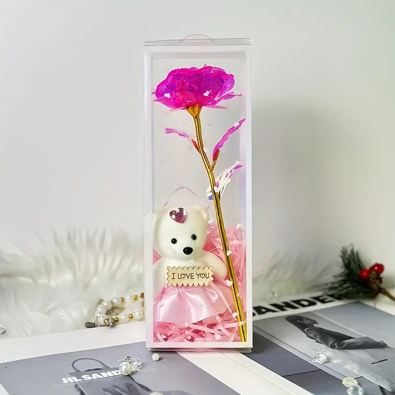 Charming Bear Rose Gift Box - Luxe-Custom-Designer