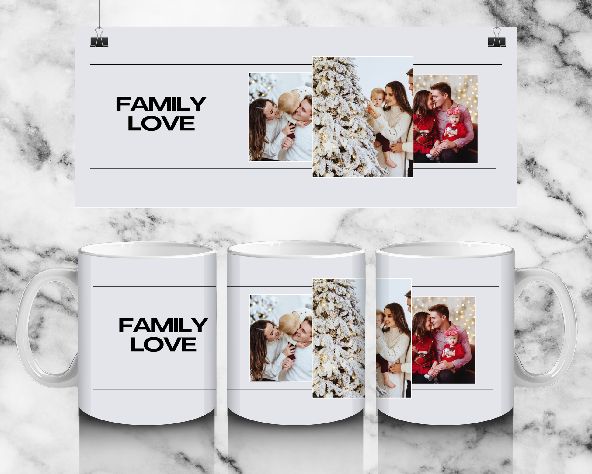 3 panel family mug - Luxe-Custom-Designer
