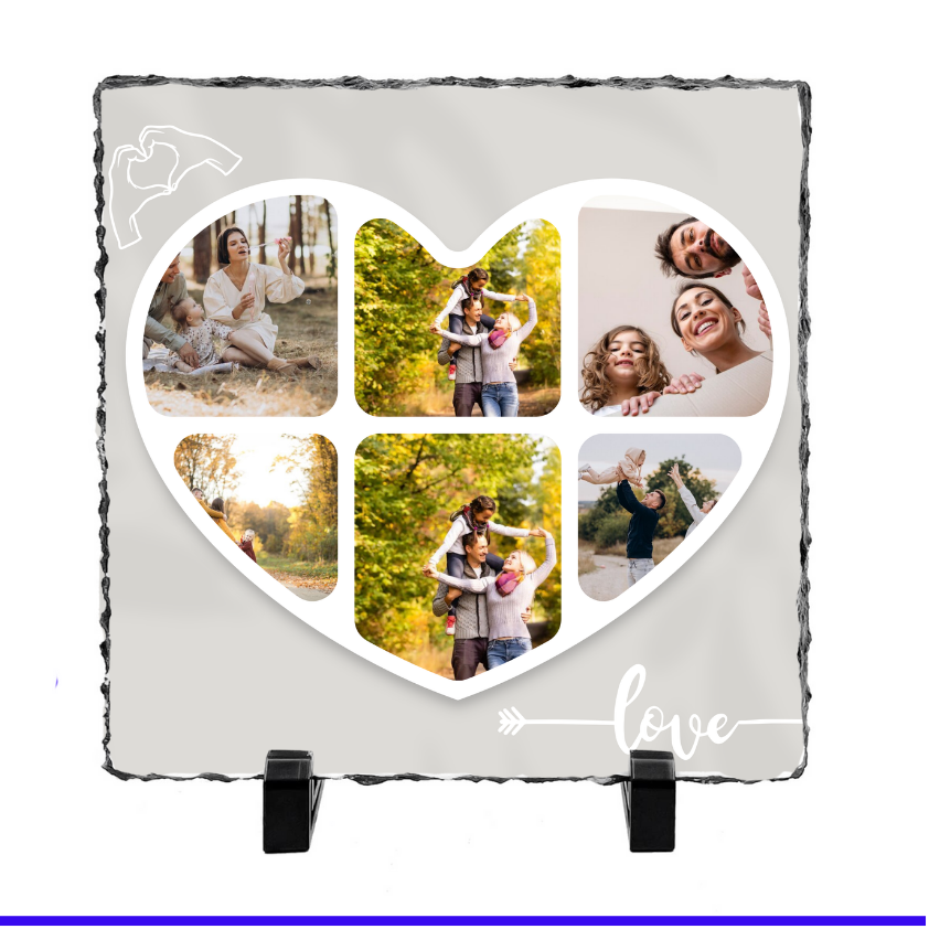 6 Image Heart Photo Slate