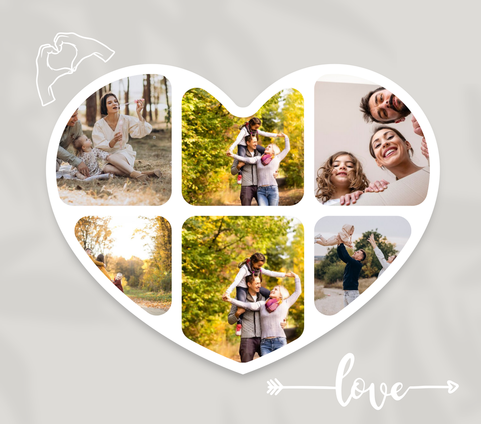 6 Image Heart Photo Slate - Luxe Custom Designer