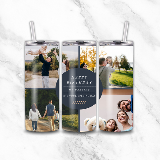 4 image Happy birthday tumbler 20oz