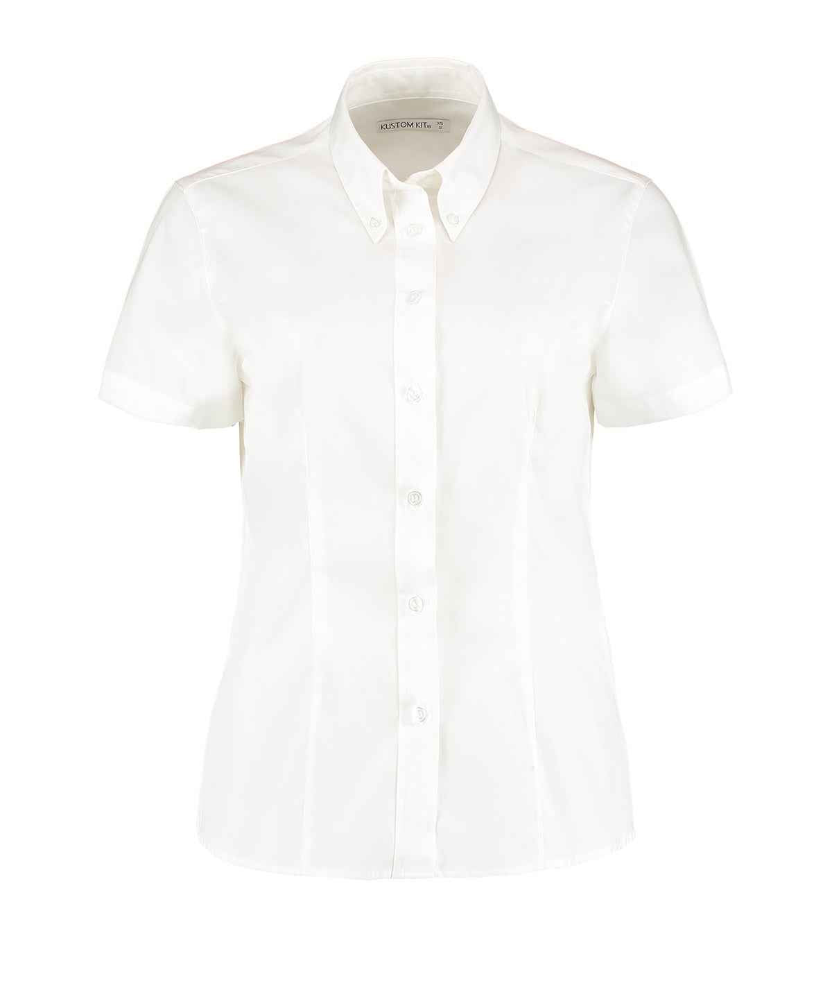 Women's corporate Oxford blouse short-sleeved (tailored fit)