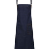District waxed-look denim bib apron