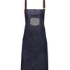 Division waxed-look denim bib apron with faux leather