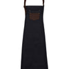 Division waxed-look denim bib apron with faux leather