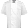 Studded front short sleeve chef's jacket