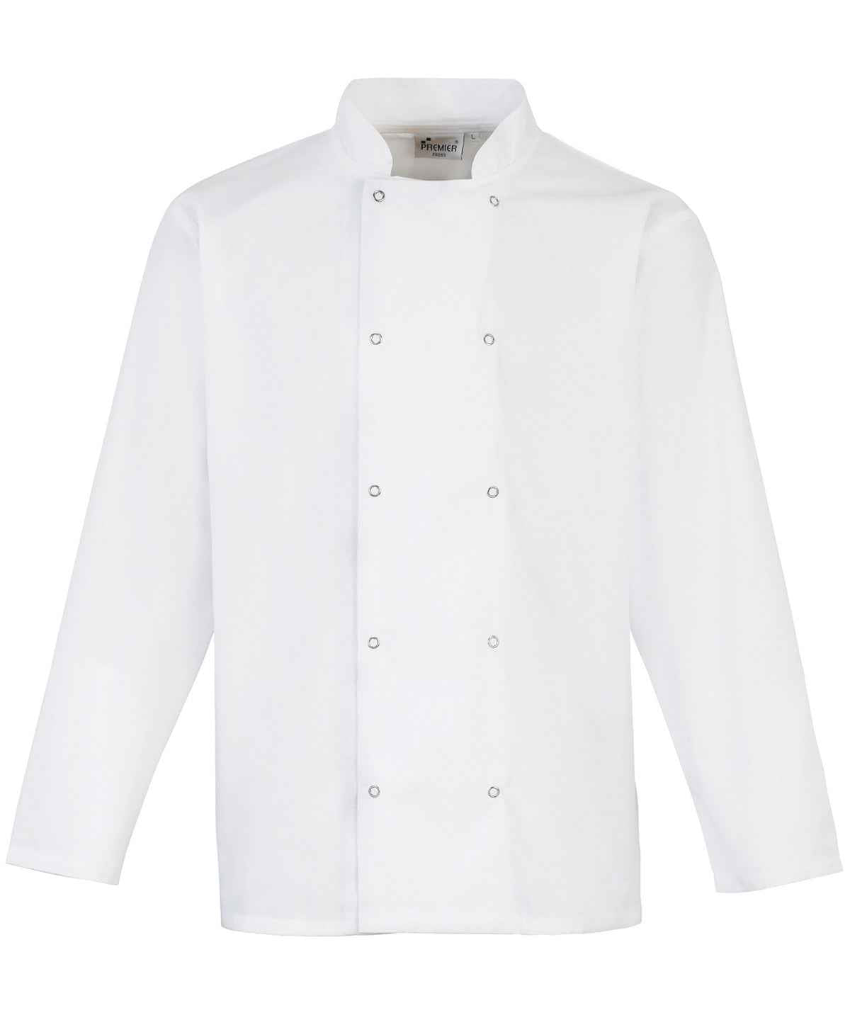 Studded front long sleeve chef's jacket