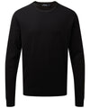 Crew neck cotton-rich knitted sweater