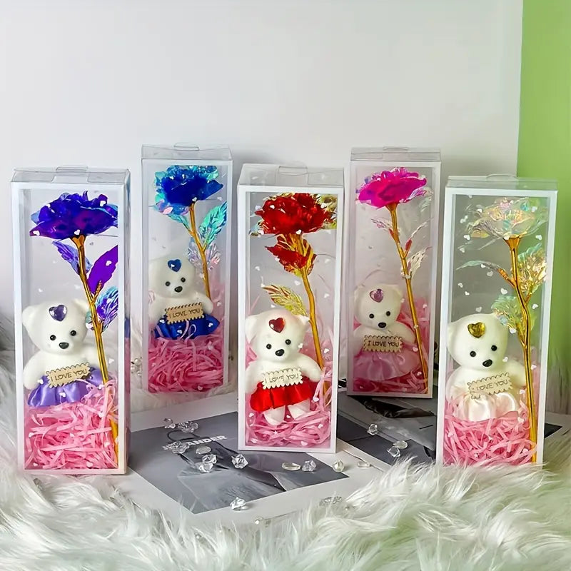 Charming Bear Rose Gift Box - Luxe-Custom-Designer