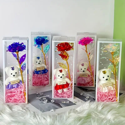 Charming Bear Rose Gift Box - Luxe Custom Designer