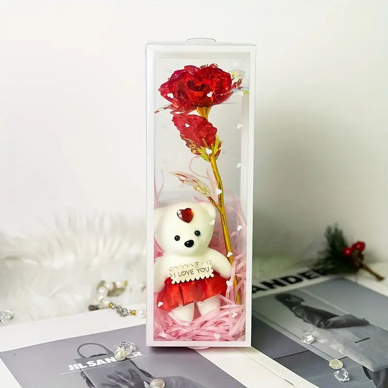 Charming Bear Rose Gift Box - Luxe-Custom-Designer