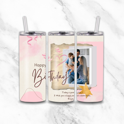 Birthday Photo Tumbler - Luxe Custom Designer