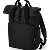 Recycled twin handle roll-top laptop backpack