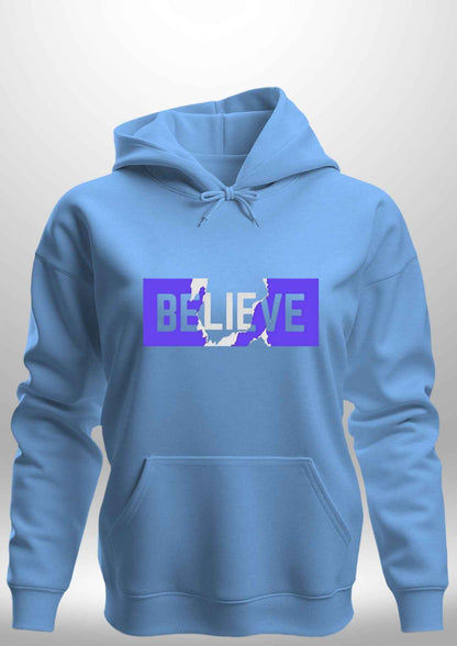 Blue "Believe" Luxe Hoodie - Luxe Custom Designer