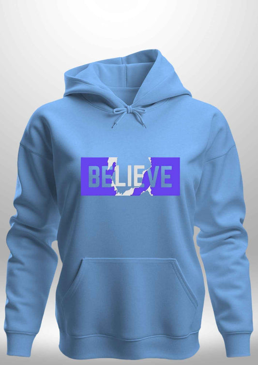 Blue "Believe" Luxe Hoodie - Luxe Custom Designer
