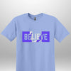 Blue "Believe" Luxe T-shirt - Luxe Custom Designer