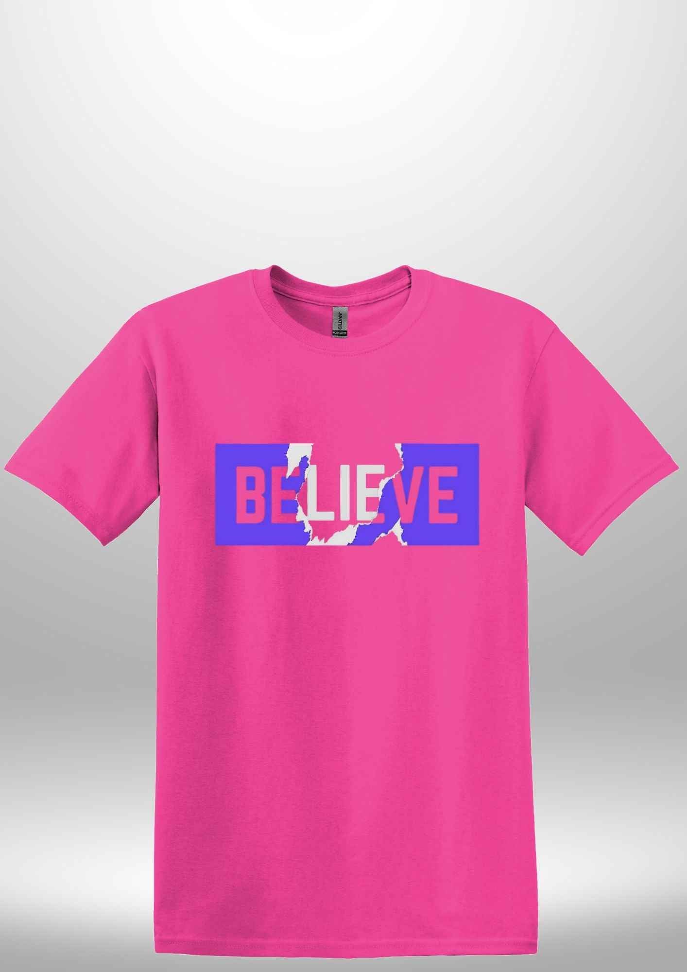 Blue "Believe" Luxe T-shirt - Luxe Custom Designer