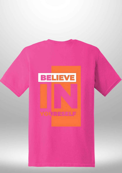 Red "Believe In Yourself" Luxe T-Shirt - Luxe Custom Designer