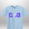 Blue "Believe" Luxe T-shirt - Luxe Custom Designer