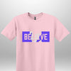 Blue "Believe" Luxe T-shirt - Luxe Custom Designer