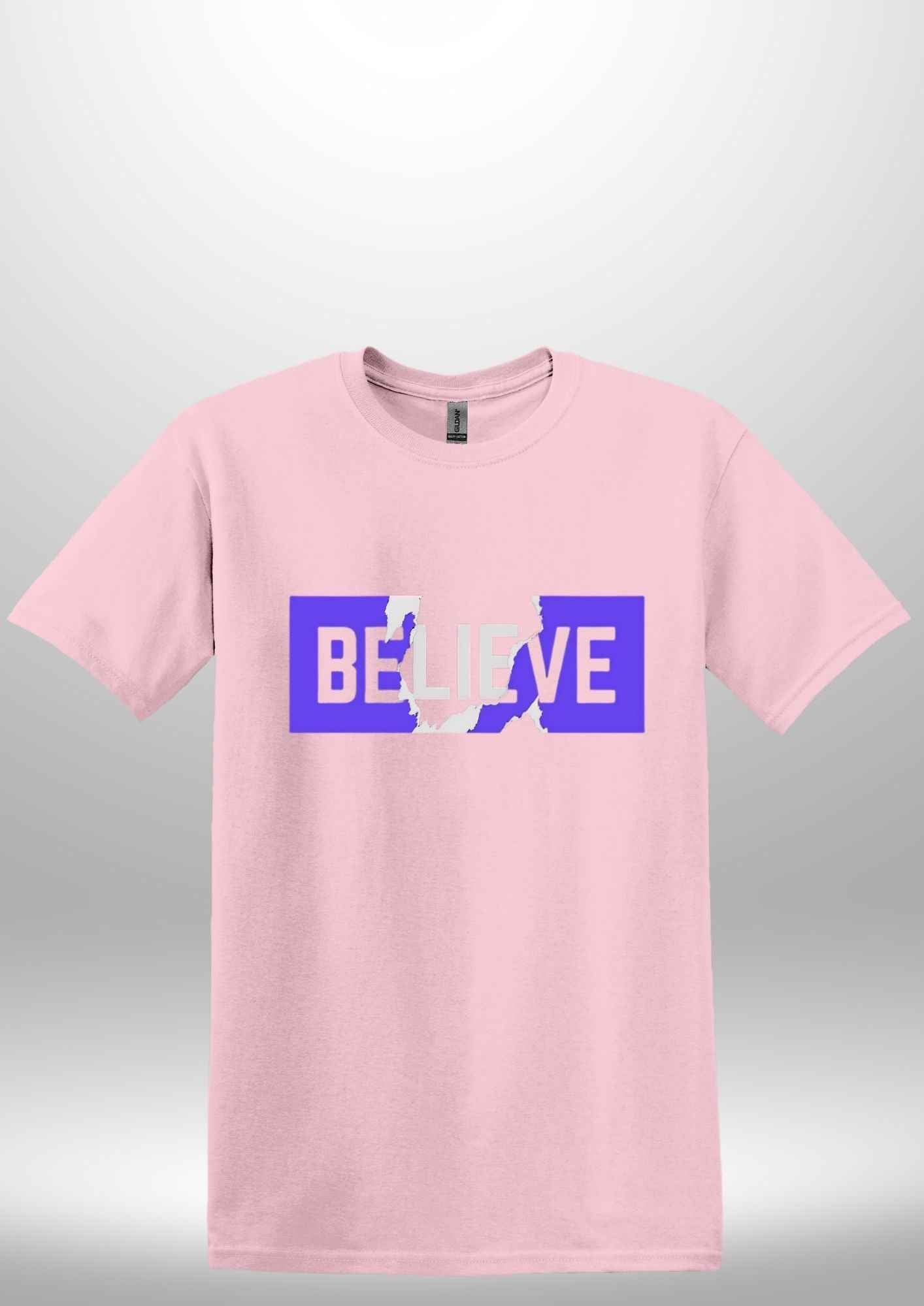Blue "Believe" Luxe T-shirt - Luxe Custom Designer