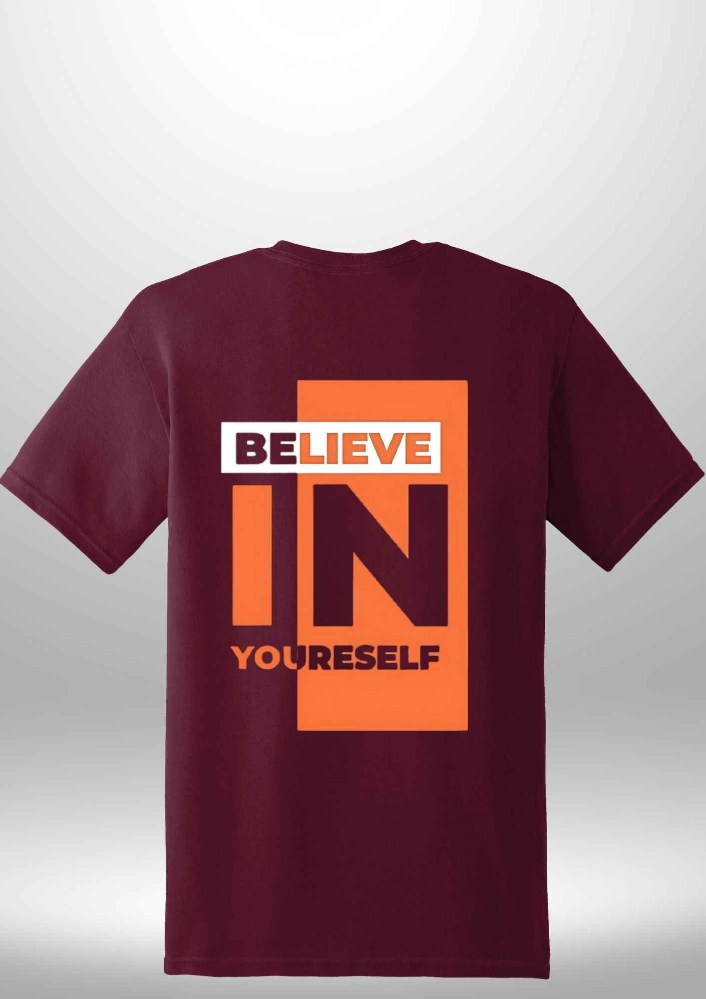 Red "Believe In Yourself" Luxe T-Shirt - Luxe Custom Designer