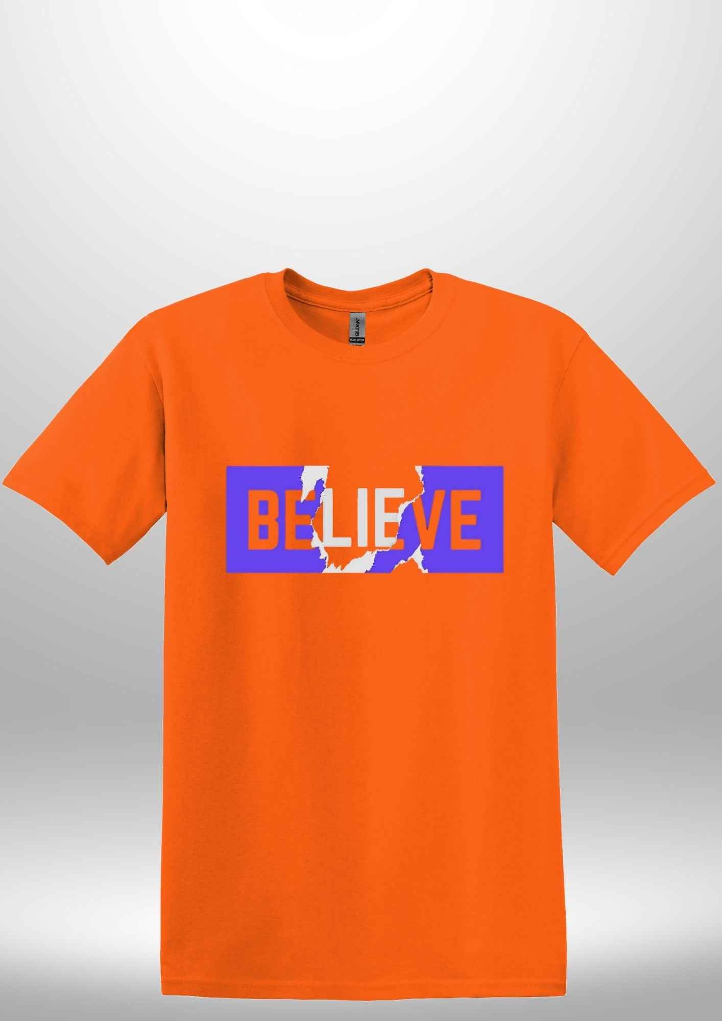 Blue "Believe" Luxe T-shirt - Luxe Custom Designer