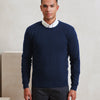 Crew neck cotton-rich knitted sweater