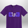 Blue "Believe" Luxe T-shirt - Luxe Custom Designer