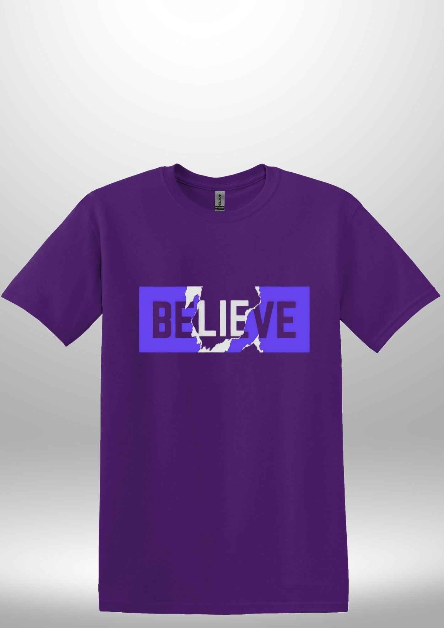 Blue "Believe" Luxe T-shirt - Luxe Custom Designer