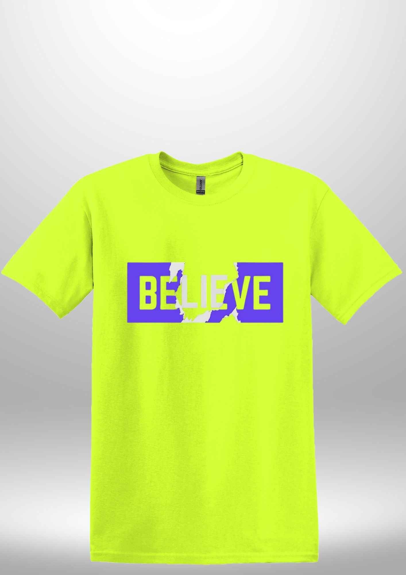 Blue "Believe" Luxe T-shirt - Luxe Custom Designer