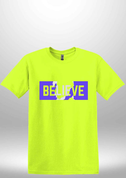 Blue "Believe" Luxe T-shirt - Luxe Custom Designer