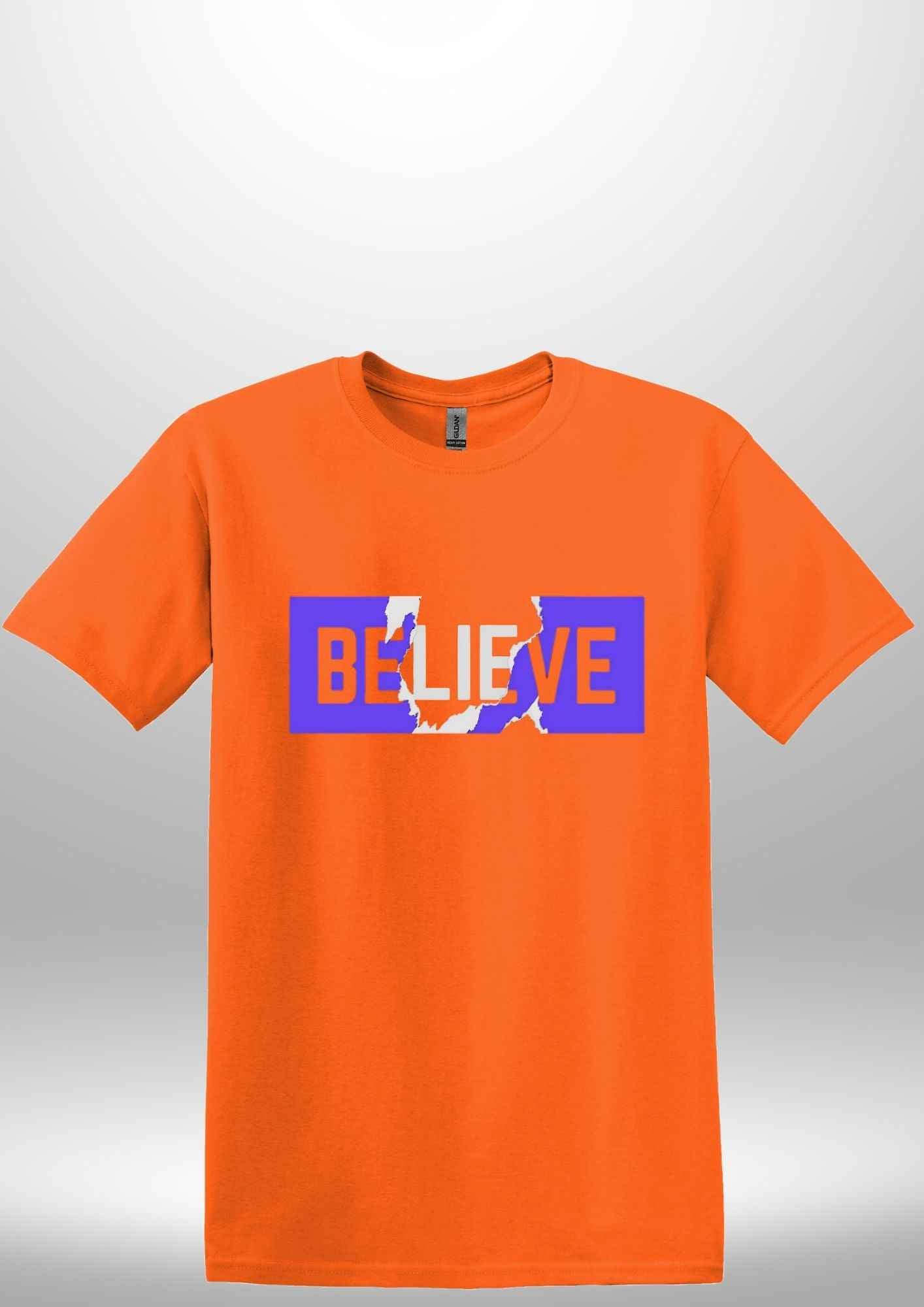 Blue "Believe" Luxe T-shirt - Luxe Custom Designer