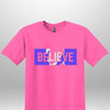 Blue "Believe" Luxe T-shirt - Luxe Custom Designer